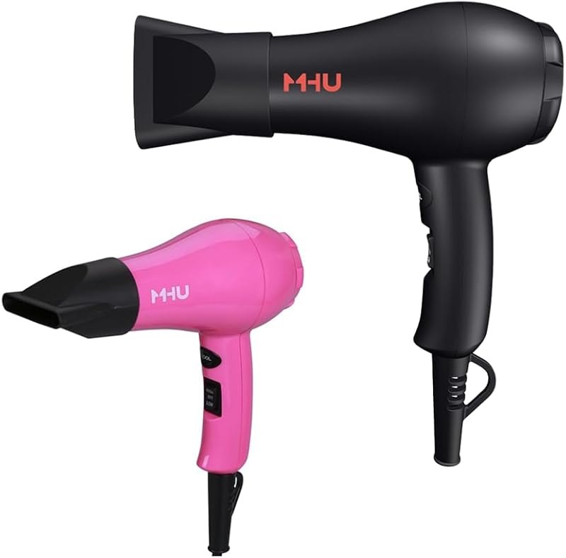 Travel Mini Hair Dryer Ceramic Ionic 1000 Watts Blow Dryer for RV Lightweight 2 Speed Settings with a Concentrator