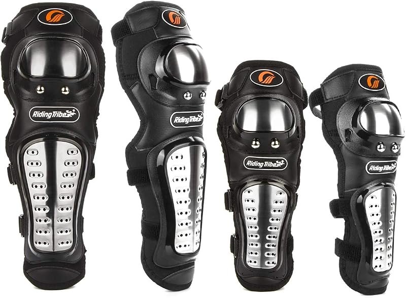 4Pcs Adults Alloy Steel Motorcycle Knee Pads Elbow Guards Motocross Knee Shin Pads Protector