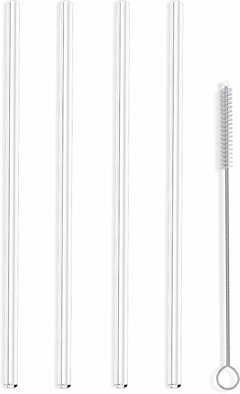 Hummingbird Glass Straws Clear Straight 9" x 7 mm Long Reusable Straw Designed for Yeti and Starbucks Style Tumblers
