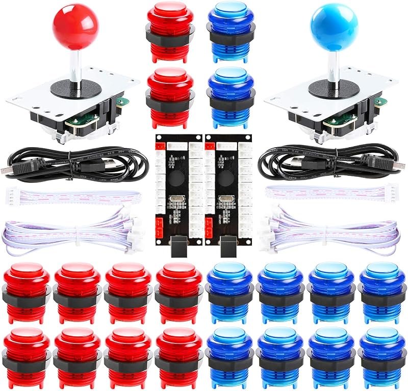 Qenker 2-Player LED Arcade DIY Kit for USB MAME PC Game DIY & Raspberry Pi Retro Controller DIY Including 2X Arcade