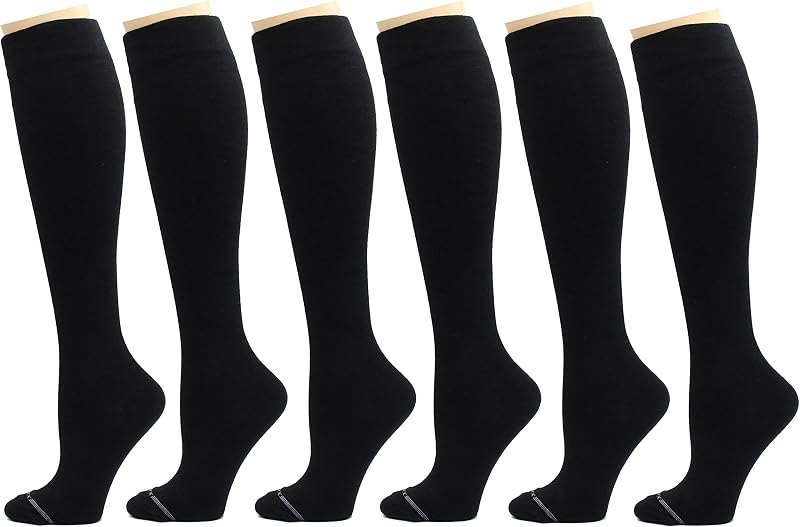 REXX 6 Pairs Women's Knee-high Graduated Support Anti-Fatigue 8-15mmHg Combed Cotton Compression Socks — best varicose