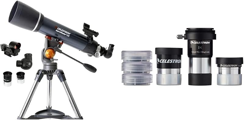 Celestron - AstroMaster 102AZ Refractor Telescope, Fully-Coated Glass Optics - Adjustable-Height Tripod - Bonus