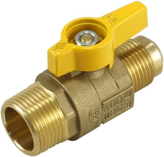 NIGO Industrial Co. 2451DE Series Forged Brass Ball Valve, Standard Port, Rated to 600WOG, Male x Flare (1/2" MIP x