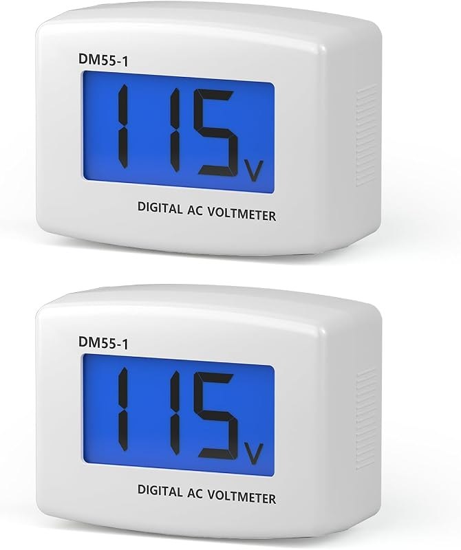 DROK Electric Voltage Testers 2pcs, AC 80-300V LCD Display Flat Plug Voltmeter Electrical Outlet Tester Plug in