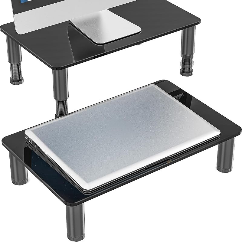 Hemudu 2 Pack Computer Monitor Stand Riser with Height Adjustable Multi Media Desktop Stand for Flat Screen LCD LED