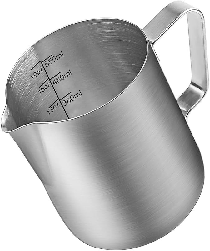 ENLOY Milk Frothing Pitcher, 20oz Steaming Pitcher Stainless Steel Espresso Machine Accessories for Coffee Bar, Milk