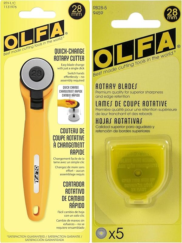 OLFA Rotary Fabric Cutter 28MM with 5 Blade Refill For Quilting, Sewing, and Crafts — craft rotary cutters for craft