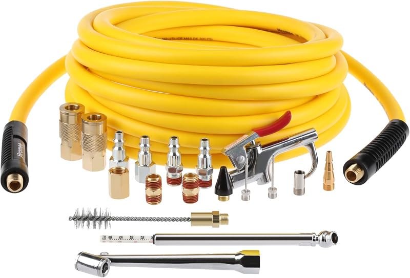 19 Pieces Air Compressor Accessories Kit with 3/8 Inch x 25FT Hybrid Hose, 1/4 Inch NPT Quick Connect Fittings, Air