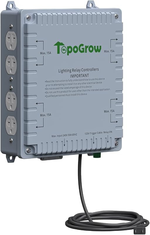 8-Lighting Relay Controller with Trigger Cord 8-Outlet Relay Controller Maximum 8000W for Hydroponics Indoor Double