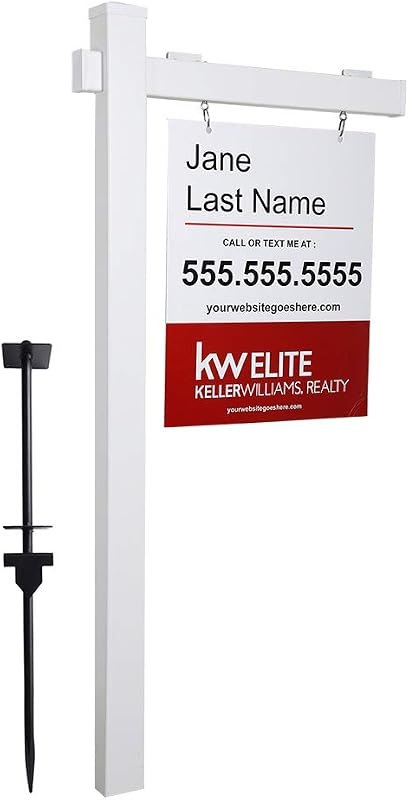 6FT Vinyl White Real Estate Realtor Home for Sale Yard Sign Post — magnetic real estate sign for magnetic real estate