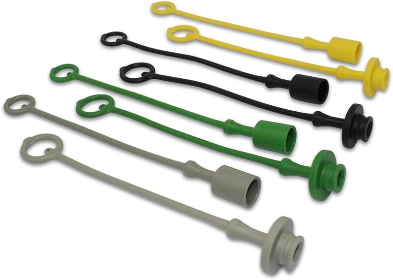 JD Sub Compact Tractor Hydraulic Coupler Male Dust Cap and Female Plug Cover Set (Green, Yellow, Black, & Grey) — dust