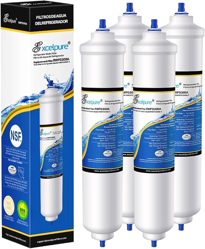 EXCELPURE RWF0300A Inline Water Filter, Replacement for GE® GXRTDR, Samsung DA29-10105J, Whirlpool WHKF-IMTO, IC-100A
