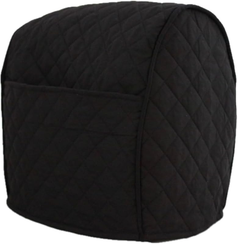 Quilted Cover Compatible for KitchenAid Stand Mixer, Tilt Head, Piped with 2 Pockets (Black, Tilt) — stand mixer guard