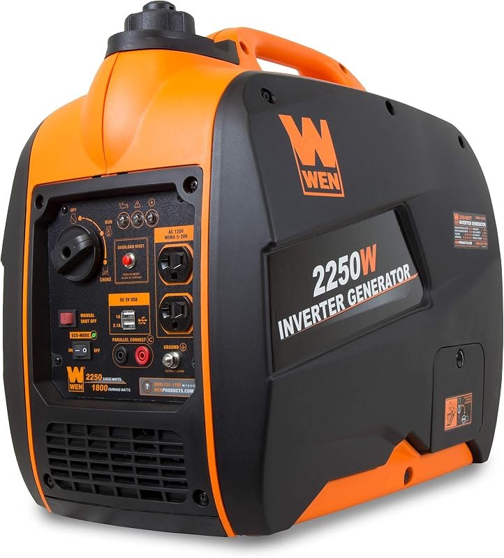 WEN 56225i 2250-Watt Gas Powered Portable Inverter Generator with Fuel Shut-Off, CARB Compliant , Black — Portable Gas