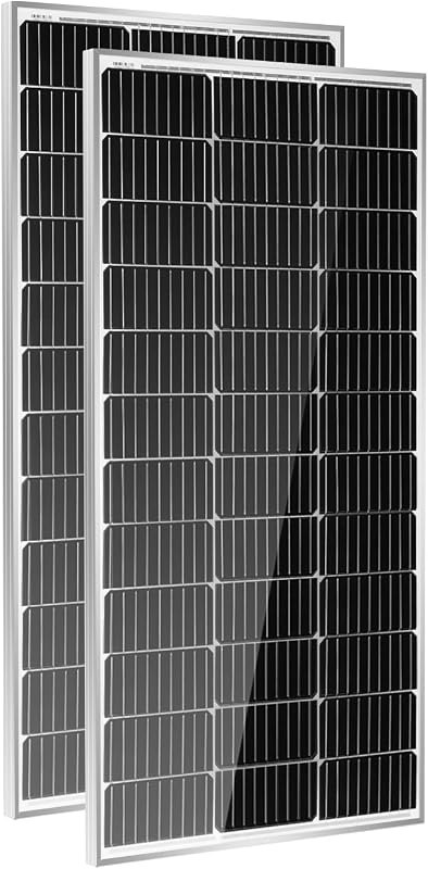 HQST 2pcs 100W 12V Monocrystalline Solar Panel, Up to 25% High Efficiency Module, Waterproof for RVs, Motorhomes