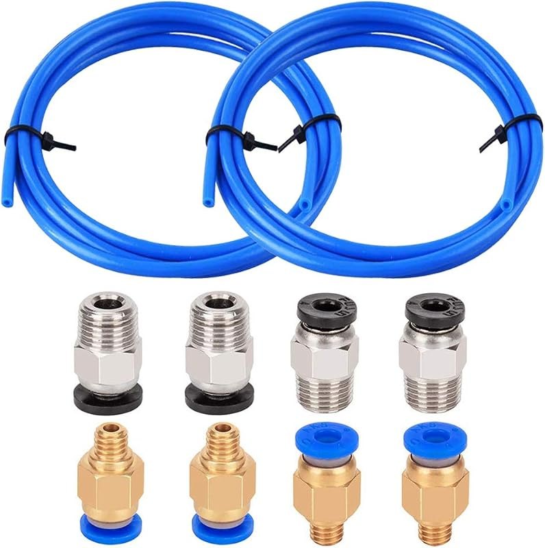 Aokin 2 PTFE Bowden Tubing (1.5m/Each Blue) for 1.75mm Filament with 4 Pcs PC4-M6 Fittings and 4 Pcs PC4-M10 Pneumatic