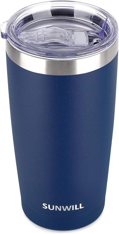 SUNWILL Travel Coffee Tumbler 20 oz, Insulated Mug with Lid, Stainless Steel Cup for Outdoor, Powder Coated Navy —