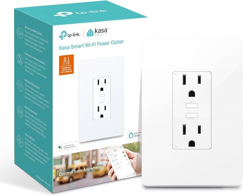 Kasa Smart Plug KP200, In-Wall Smart Home Wi-Fi Outlet — smart plug dimmer for smart plug dimmer