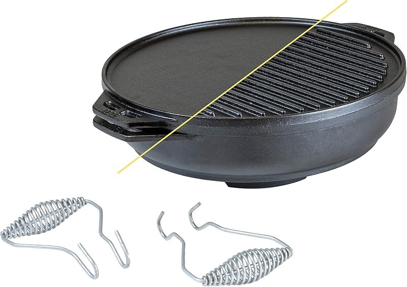 Lodge Cast Iron Cook-It-All Kit. Five-Piece Cast Iron Set includes a Reversible Grill/Griddle 14 Inch, 6.8 Quart