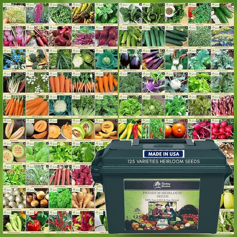 Garden Seeds Vegetable Variety Pack for Planting - Grow 125 Varieties of Heirloom Non GMO Quick Sprouting Veggies -