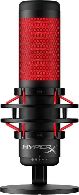 HyperX QuadCast - USB Condenser Gaming Microphone, for PC, PS4, PS5 and Mac, Anti-Vibration Shock Mount, Four Polar