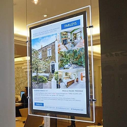 A2 Portrait Crystal Acrylic Led Backlit Real Estate Window Hanging Display Light Box Poster Frame Decorative Signs