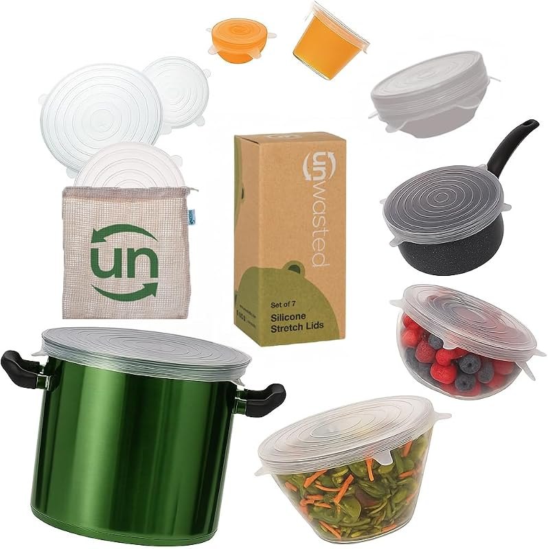 unwasted Reusable Silicone Lids (Variety Pack) — silicone stretch lids for silicone stretch lids