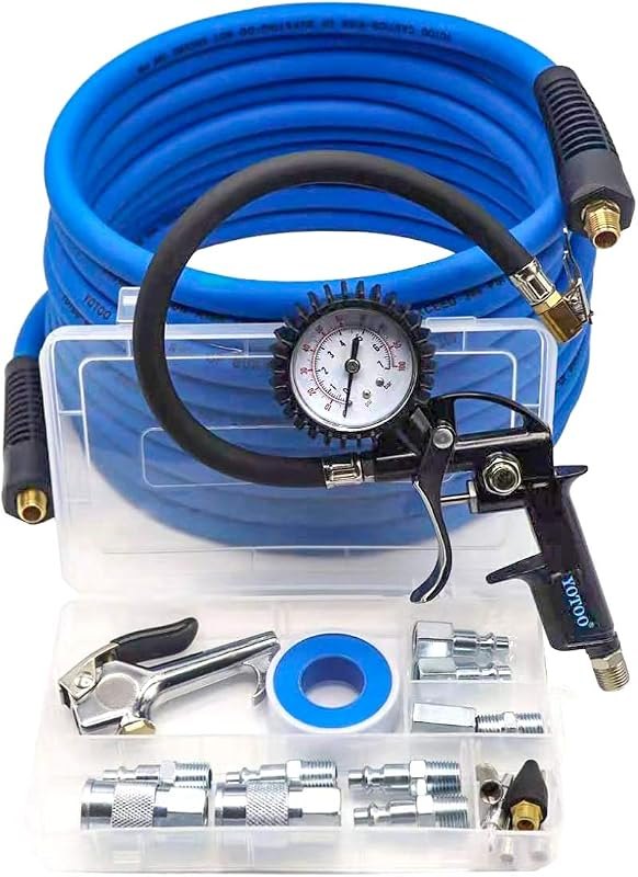 YOTOO Air Compressor Accessories Kit, Heavy Duty 20-Piece 1/4" NPT Air Accessory Tool Kit, 25 ft Hybrid Air Compressor