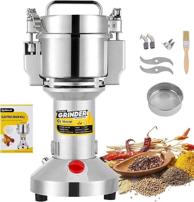 CGOLDENWALL Safety Upgraded Electric Grain Grinder Mill High-speed Dry Spice Herb Mill Grinding Machine with 2400W