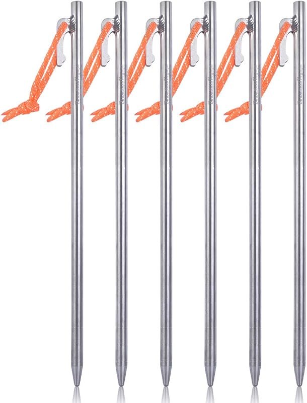 iBasingo Titanium Tent Stakes Heavy Duty Camping Tent Pegs 6-Pack Ti4012P — outdoor tent stakes for outdoor tent stakes