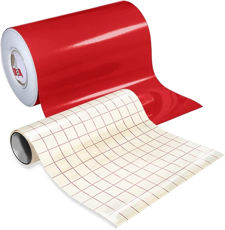 Red Glossy Roll of Oracal 651 Permanent Adhesive-Backed Vinyl for Craft Cutters, Punches and Vinyl Sign Cutters (12
