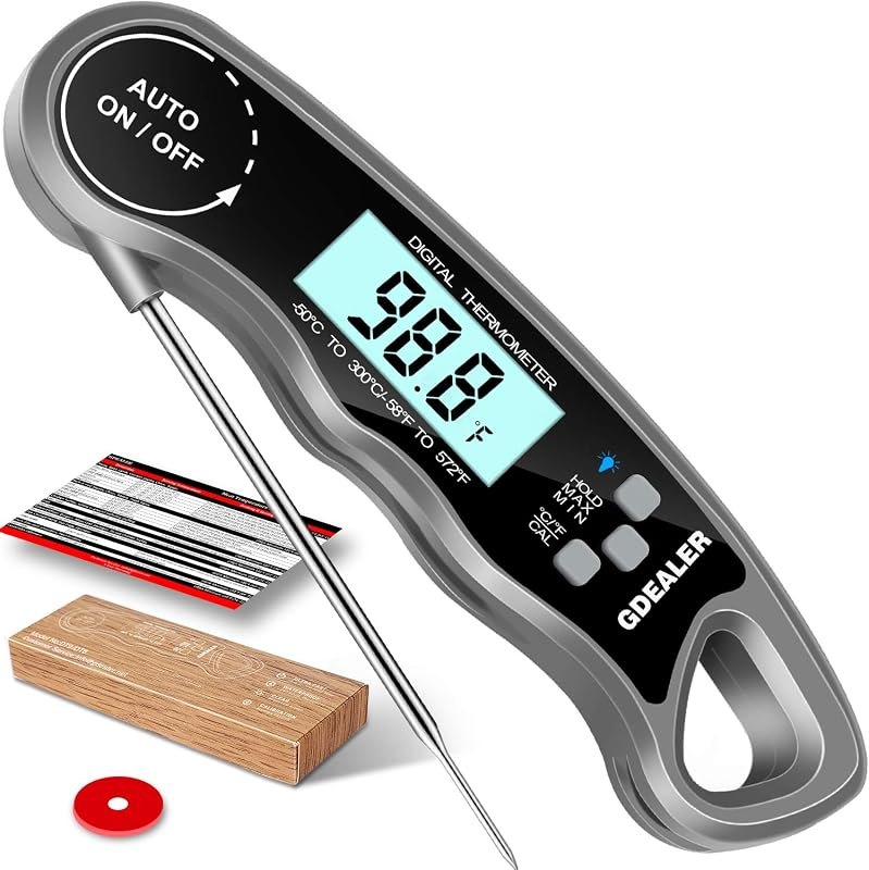 GDEALER DT15 Waterproof Digital Instant Read Meat Thermometer Ultra-FAST Cooking food Thermometer with 4.6” Folding