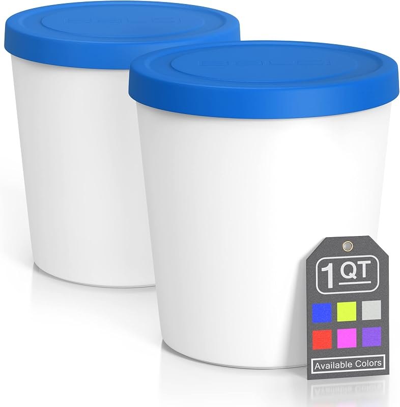 BALCI Ice Cream Containers - 2 Pack 1 Quart Tubs (Blue) — meal prep container set for meal prep container set