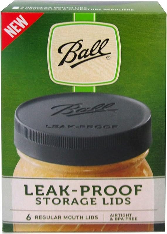 Ball Leak-Proof Plastic Lids for Glass Mason Jars, Used for Canning, Pickling, Juice, Jam, Jelly (Regular, 6 Count