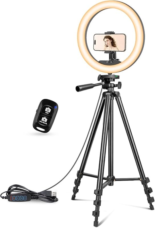 UBeesize 12 inch Ring Light with Stand, Selfie Ring Light with 50" Extendable Tripod Stand & Phone Holder for Live