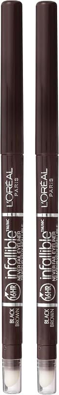 L'Oreal Paris Makeup Infallible Never Fail Original Mechanical Pencil Eyeliner with Built in Sharpener, Black Brown