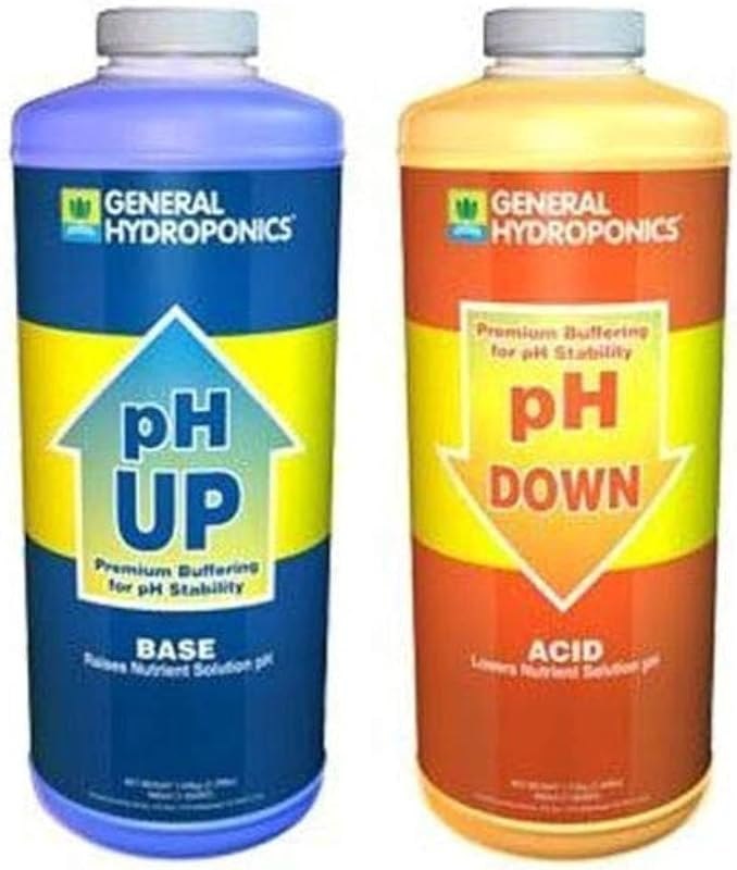 GH General Hydroponics pH Up and pH Down 1 Quart Combo Kit Water Adjuster Buffer — hydroponic ph test kit for