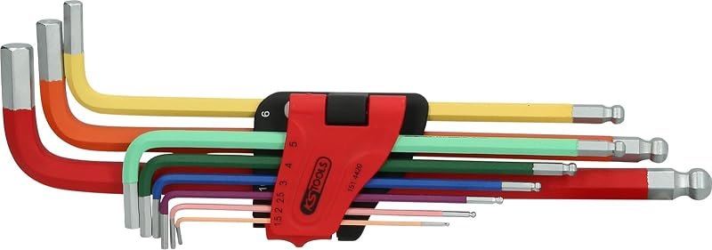 KS Tools 151.4420 Ball Ended Hexagon Key Wrench Set, Extra Long, 9 pcs. — hex key set for hex key set