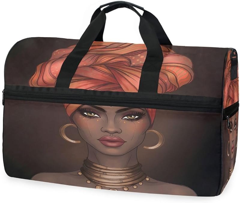 Travel Duffel Bag African American Woman Waterproof Lightweight Luggage bag for Sports, Gym, Vacation — best leather