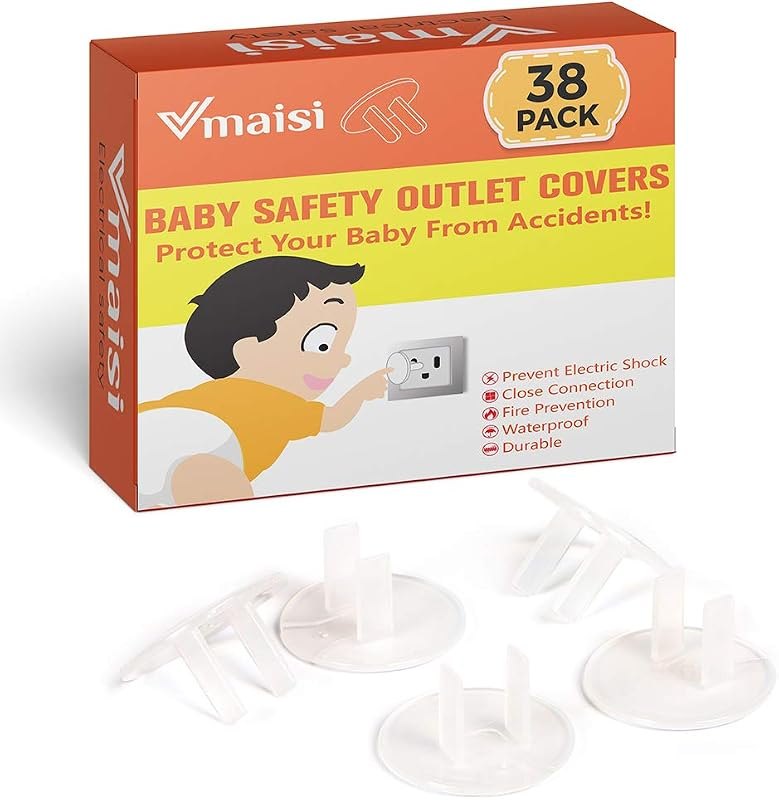 Vmaisi 38 Pieces Clear Outlet Covers Baby Proofing Plug Protector — baby outlet covers for baby outlet covers