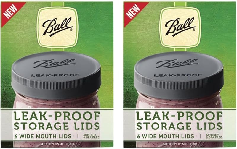Ball Leak-Proof Plastic Lids for Glass Mason Jars, Used for Canning, Pickling, Juice, Jam, Jelly (Wide, 6 Count (Pack