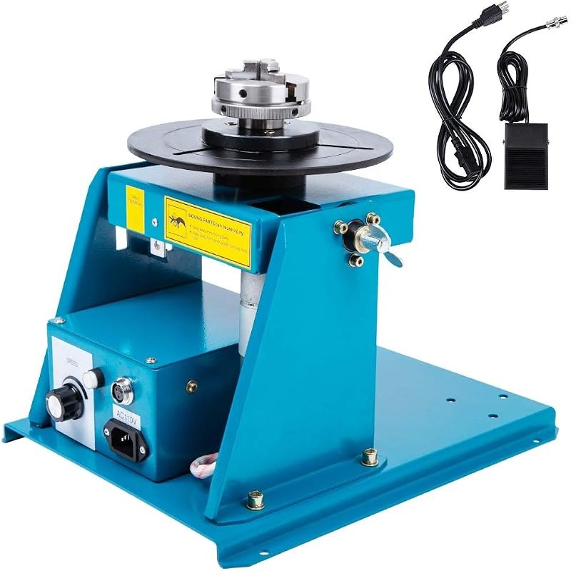 Rotary Welding Positioner Turntable Table, Welding Positioning Turntable Jaw Lathe Chuck Equipment Adjust Speed 0-90°
