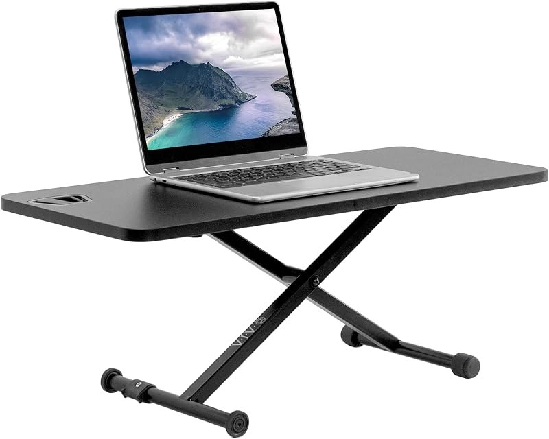 VIVO Black 28 in Single Top Standing Desk Converter, DESK-V011F — height adjustable desk riser for height adjustable