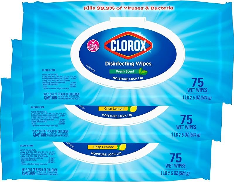 Clorox Disinfecting Wipes, Bleach Free Cleaning Wipes, Household Essentials, Dorm Room Essentials, 75 Wipes, Pack Of