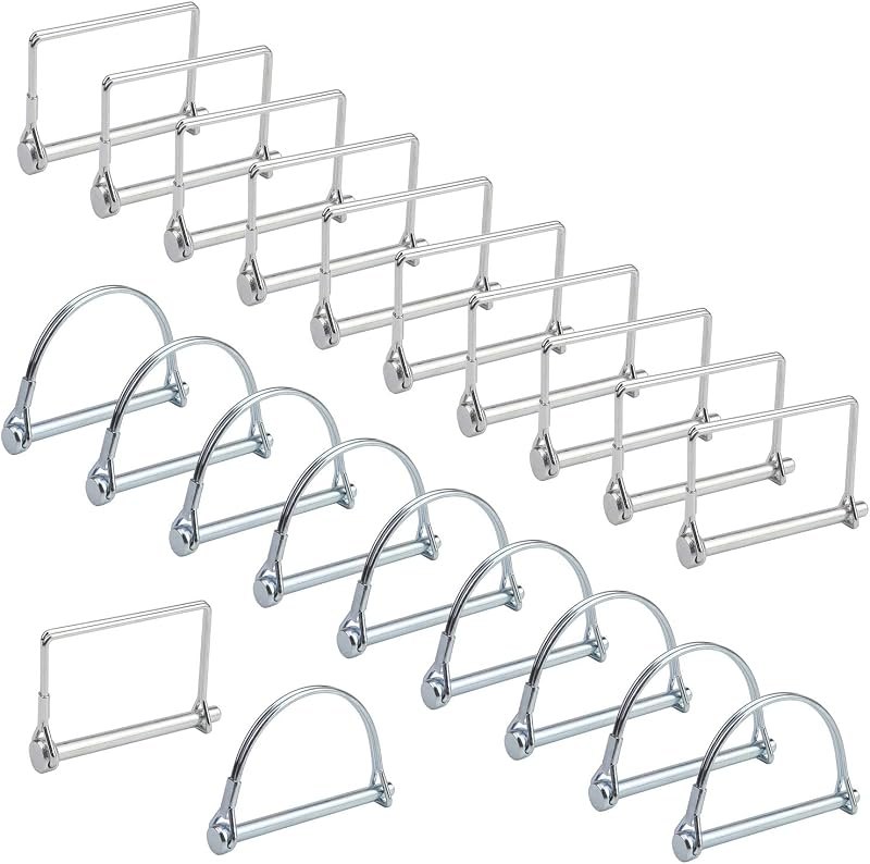 20 Pieces Shaft Locking Pin Safety Coupler Pin 1/4 Inch Diameter in 2 Shapes of Square and Arch for Farm Trailers