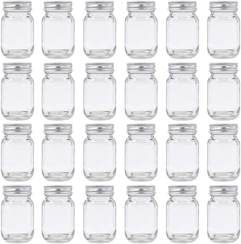 U Pack 2oz Mason Jar with Silver Lid for Honey Jam Spice Pack of 24 Sets — self sealing mason jar for self sealing