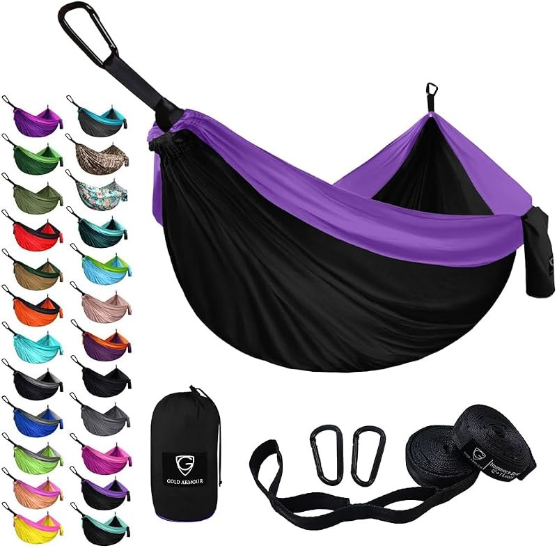 Gold Armour Camping Hammock - XL Double Hammock Portable Hammock Camping Accessories Gear for Outdoor Indoor with Tree
