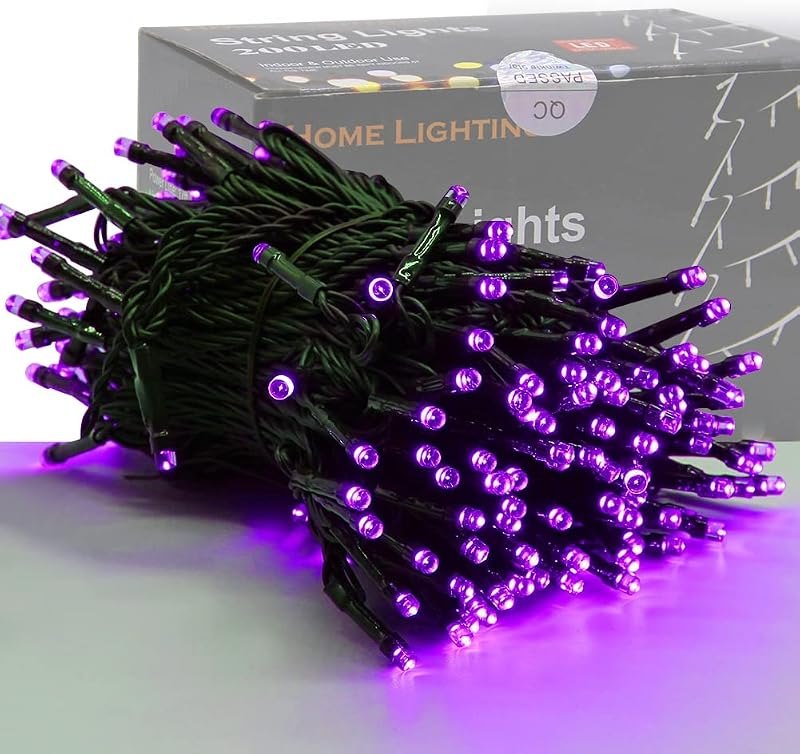 HOME LIGHTING 66ft Halloween Decorative Mini Lights, 200 LED Green Wire Fairy Starry String Lights Plug in, 8 Lighting