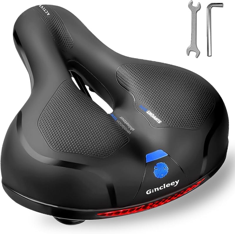 Comfort Bike Seat for Women Men,Wide Bicycle Saddle Replacement Memory Foam Padded Soft Bike Cushion with Dual Shock