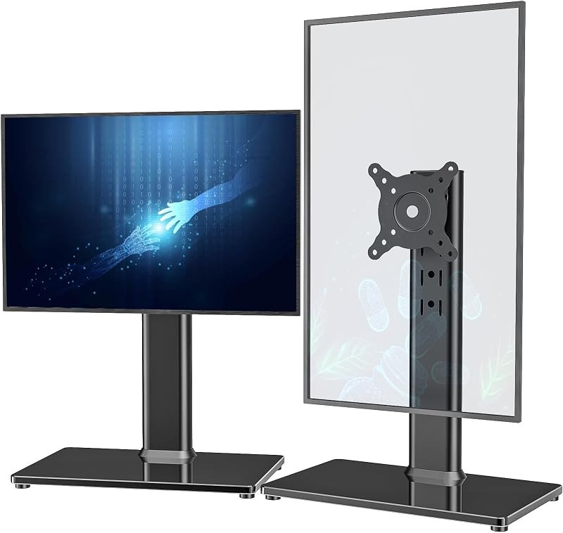 Hemudu 2 Pack Single LCD Computer Monitor Free-Standing Desk Stand Riser for 13 inch to 32 inch Screen with Swivel